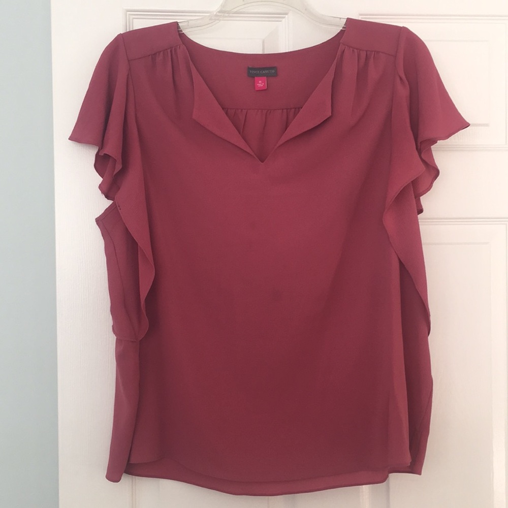Pink Ruffle Sleeve Vince Camuto Blouse